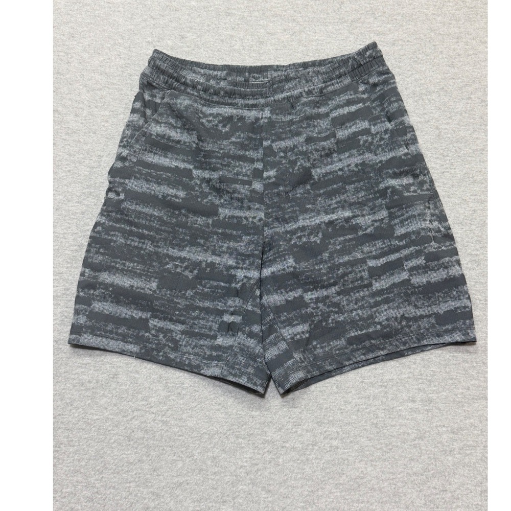 Lululemon Pace Breaker Linerless Shorts Mens Medium Gray Black Digital Camo 7in